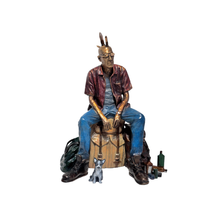 Sculpture en bronze La Loose de Bruno Catalano, exposé à la Galerie de Medicis à Paris.